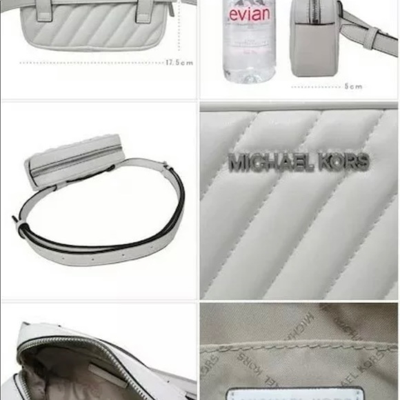 Michael Kors Rose Quilted Convertible Belt Bag White Silver main image 5